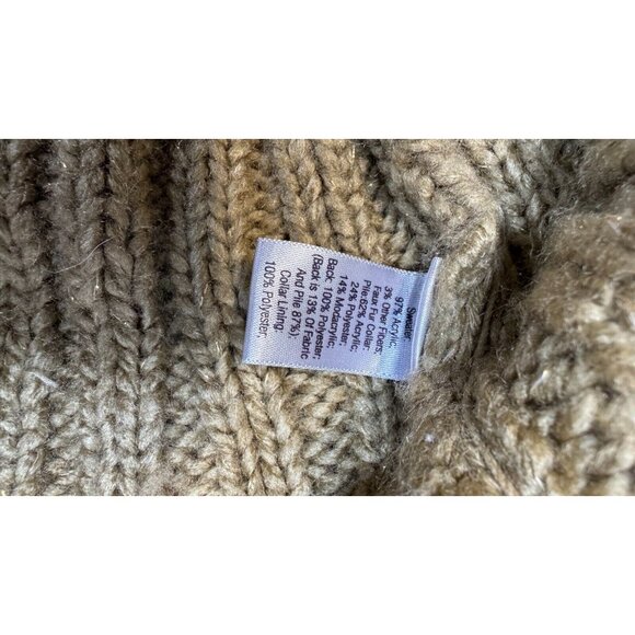 MINT Jennifer Lopez Long Women's Open M Removable Fur Collar Gold Sweater - Picture 3 of 10